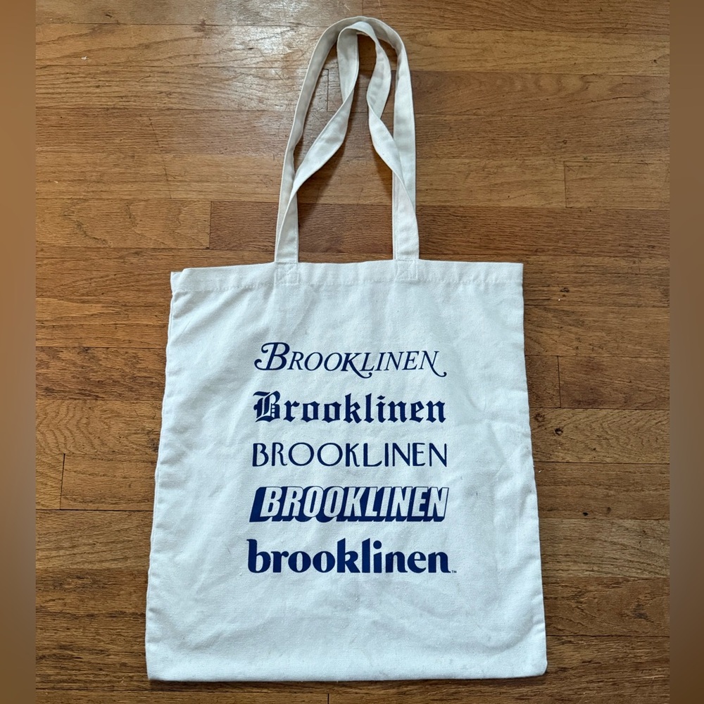 Brooklinen Cream Canvas Tote with Blue Logo